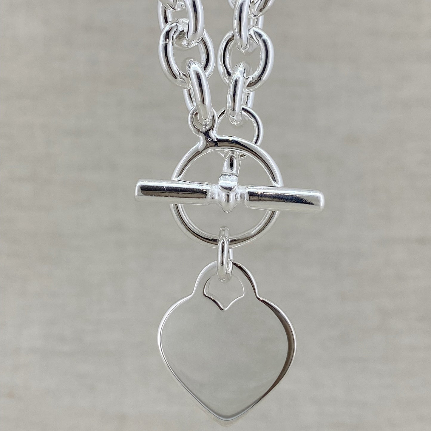 Sterling Silver Heart Tag Bracelet