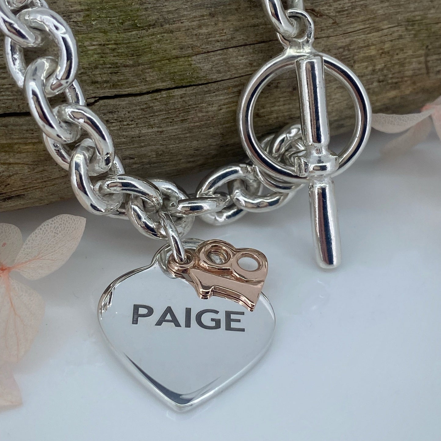 Sterling Silver Heart Tag Bracelet