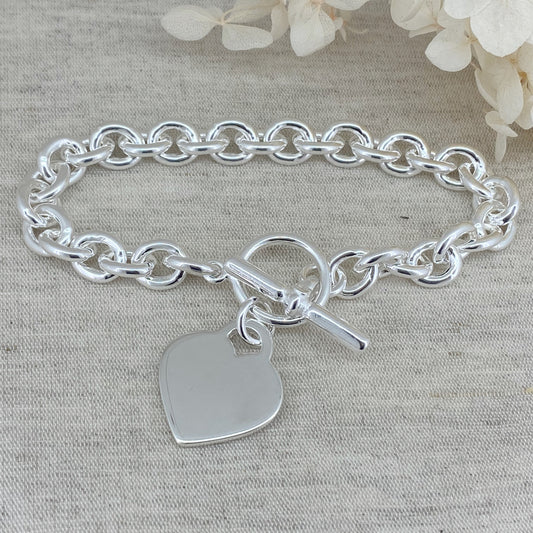 Sterling Silver Heart Tag Bracelet